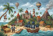 Tropical Island Wallpaper Pirate Ship Removable Treasure Chest Wall Decor design