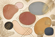 Abstract Geometric Wallpaper Art Deco Gold Linework Wall Mural design