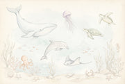 Underwater Wallpaper Ocean Animals Coastal Nursery Removable Wall Decor design