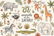 Safari Animals Wallpaper Nursery Wallpaper Watercolor Illustration Wall Mural design