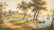 Vintage Landscape Wallpaper Lakeside Manor European Countryside Wall Mural design