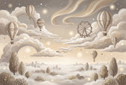 Dreamy Sky Wallpaper Hot Air Balloons Removable Cloudscape Wall Decor design