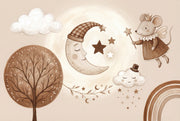 Beige Clouds Wallpaper Dreamy Nursery Moon And Stars Removable Wall Decor design