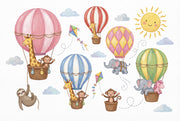 Hot Air Balloons Wallpaper Cute Animals Nursery Removable Wall Decor design
