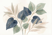 Watercolor Botanical Wallpaper Eucalyptus Leaves Navy Blue Removable Wall Decor design