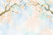 Cherry Blossom Wallpaper Watercolor Floral Branches Wall Mural design