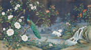 Peacock Wallpaper Cranes Waterfall Wall Mural design