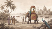 Indian Landscape Wallpaper Taj Mahal Decorated Elephant Removable Wall Decor design