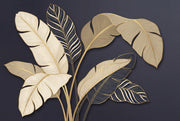 Botanical Mural Wallpaper Dark Navy Background Removable Tropical Leaves Wall Decor design