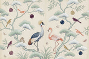 Chinoiserie Wallpaper Cream Background Removable Birds Wall Decor design