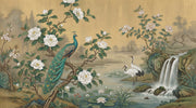 Peacock Wallpaper Cranes Waterfall Wall Mural design