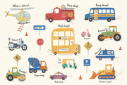 Kids Vehicles Wallpaper Transportation Cartoon Removable Wall Decor design
