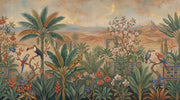Tropical Birds Wallpaper Palm Trees Mountain Wall Mural design