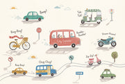 Transportation Wallpaper Vehicles Kids Illustration Wall Mural design