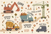 Construction Vehicles Wallpaper Autumn Removable Kids Wallpaper Wall Decor design