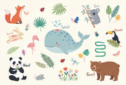 Kids Wallpaper Cute Animals Removable Whale Wall Decor design