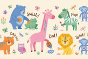 Kids Wallpaper Cartoon Animals Playful Wall Mural design