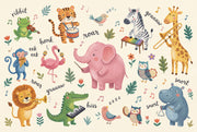 Kids Wallpaper Cute Animals Removable Musical Instruments Wall Decor design
