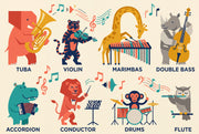 Animal Band Wallpaper Music Playful Removable Wall Decor design