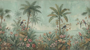 Tropical Birds Wallpaper Muted Green Removable Wall Decor design