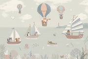 Cloudy Sky Wallpaper Horizon Sailboat Removable Wall Decor design