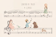 Music Sheet Wallpaper Children Illustration Removable Pastel Wall Decor design