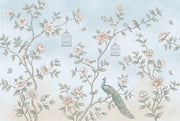 Chinoiserie Inspired Wallpaper Floral Branches Peacock Wall Mural design