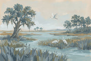 Coastal Marsh Wallpaper Wetland Landscape Egrets Removable Wall Decor design