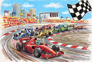 Race Track Wallpaper Formula Car City Skyline Wall Mural design