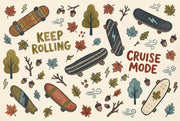 Skateboard Wallpaper Autumn Hand Lettering Wall Mural design