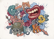 Graffiti Wallpaper Street Art Removable Abstract Collage Wall Decor design
