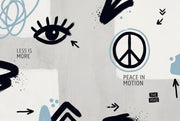 Graphic Icons Wallpaper Peace Symbol Removable Eye Motif Wall Decor design