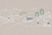 Construction Vehicles Wallpaper Tractor Removable Minimal Line Art Wall Decor design