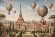 Eiffel Tower Wallpaper Paris Hot Air Balloons Removable Wall Decor design