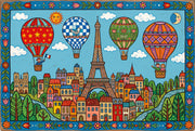 Paris Wallpaper Eiffel Tower Hot Air Balloons Removable Wall Decor design