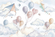 White Background Wallpaper Nursery Sky Pastel Clouds Wall Mural design