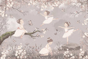 Ballerina Wallpaper Floral Storybook Wall Mural design