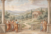Classical Fresco Wallpaper Roman Togas Mediterranean Landscape Removable Wall Decor design