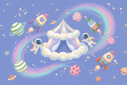 Space Wallpaper Astronauts Pastel Rainbow Wall Mural design