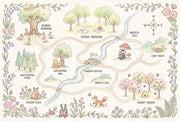 Whimsical Woodland Map Wallpaper Storybook Illustration Pastel Watercolor Wall Mural design
