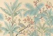 Tropical Botanical Wallpaper Peacocks Palm Fronds Wall Mural design