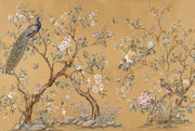 Chinoiserie Style Wallpaper Gold Background Vintage Illustration Wall Mural design