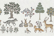 Woodland Wallpaper Toile Forest Animals Wall Mural design