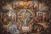Four Seasons Wallpaper Baroque Frame Removable Zodiac Medallion Wall Decor design