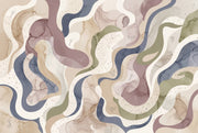 Wavy Ribbons Wallpaper Watercolor Muted Earth Tones Wall Mural design