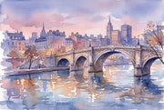 Stone Arch Bridge Wallpaper Cityscape River Reflections Wall Mural design