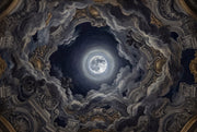 Full Moon Wallpaper Storm Clouds Baroque Ceiling Removable Wall Decor design