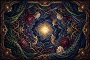 Mystical Eye Wallpaper Baroque Frame Floral Peonies Removable Wall Decor design