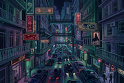Night City Wallpaper Neon Signs Removable Urban Street Wall Decor design