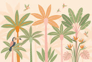 Tropical Wallpaper Palm Trees Parrots Removable Wall Decor design